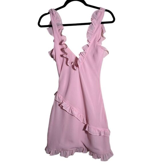 NWOT House of CB Tania Pink Quartz Ruffle Mini Dress Size Small - Picture 4 of 11